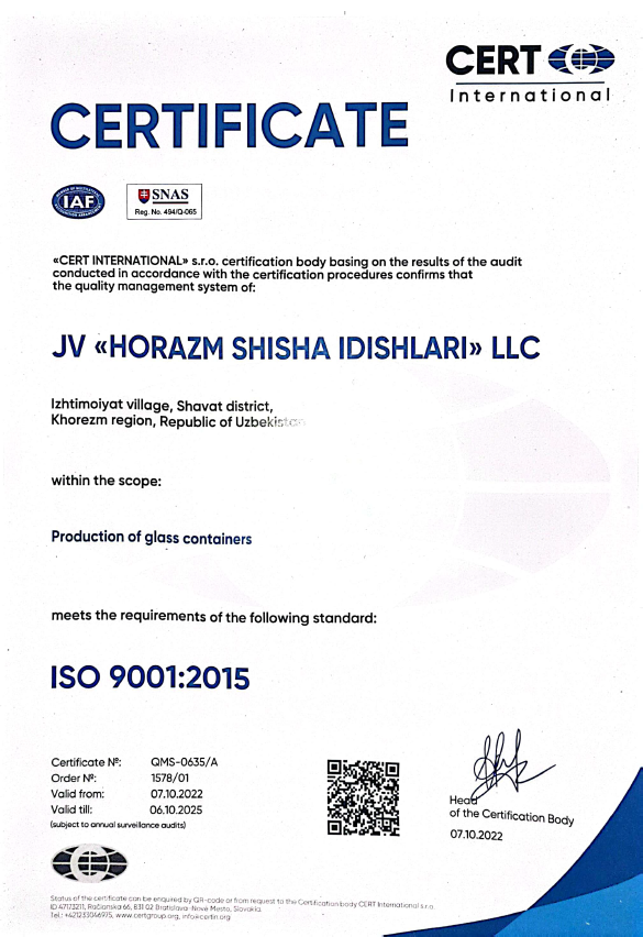 ISO Certificate